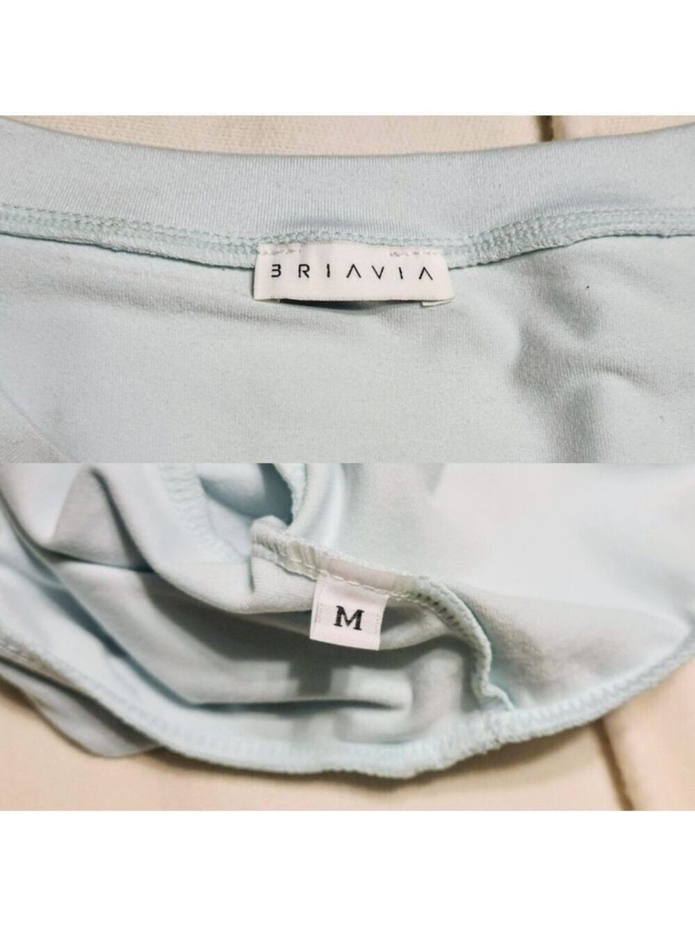 Briavia Light Green Shirred Sleeve Cropped Top Medium - Picture 7 of 8